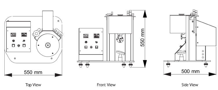 Melt Flow Index Tester Dimensions and Views Diagram
